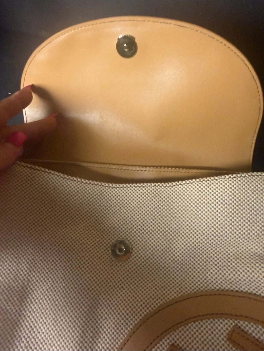 Tory Burch Cream Canvas Backpack with Tan Leather Trim